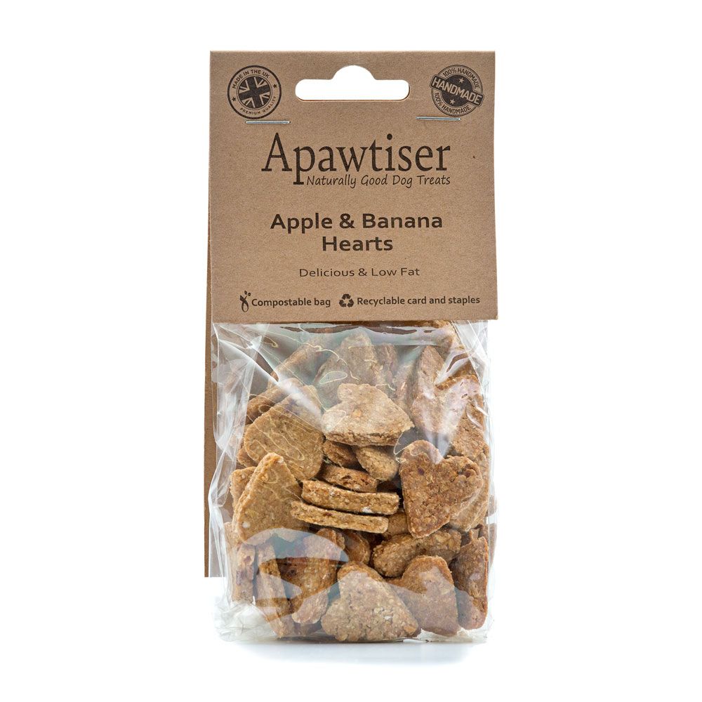 Apawtiser Apple and Banana Hearts 100g