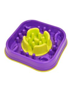 K9 Pursuits Switchers Slow feed dog bowl in purple and green main image